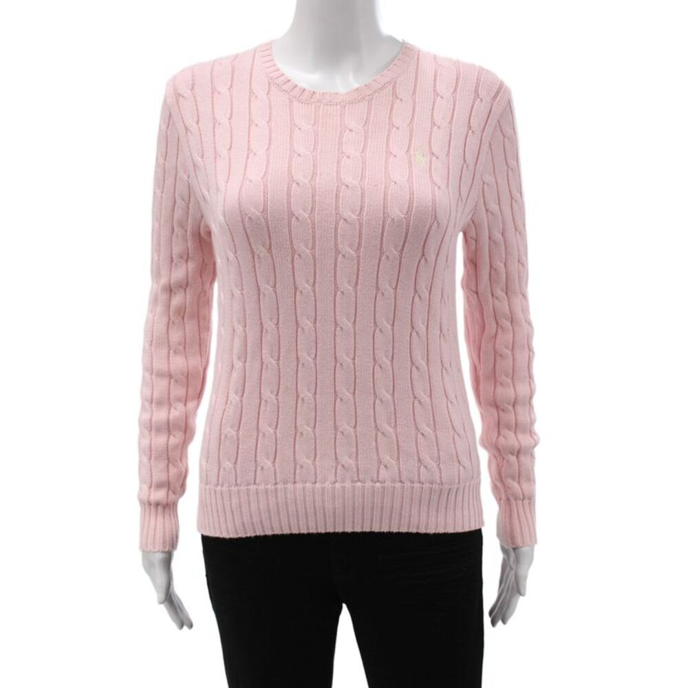 Polo Ralph Lauren Womens Pink Cotton Pullover Sweater Crew Neck Size S